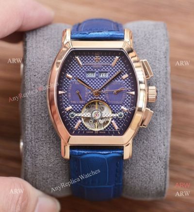 Faux Vacheron Constantin Malte Complications 41mm Watches Blue Leather Strap
